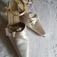 Scarpe SPOSA-CERIMONIA raso avorio 38.5-39 Fiocco
