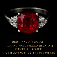 Anello in oro bianco 14K  con rubino da 10 ct