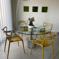 Tavolo in cristallo e pietra di design