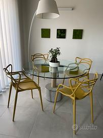 Tavolo in cristallo e pietra di design