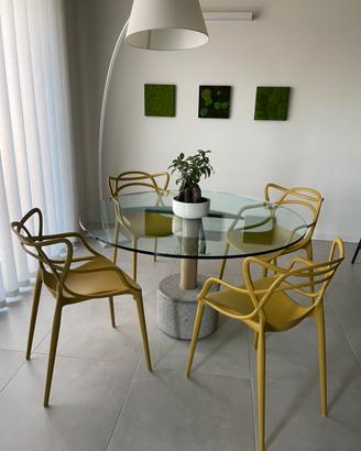 Tavolo in cristallo e pietra di design