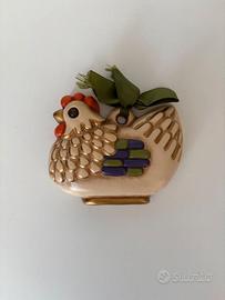 formella thun vintage gallina ceramica decorata