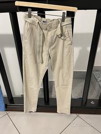 Pantaloni chino slim + cintura beige bambino