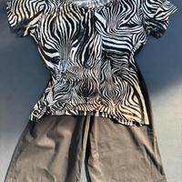 Pantalone con blusa  manica corta