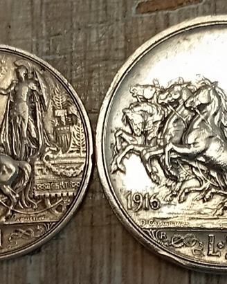 #2240 - 2 monete Regno d’Italia 1 e 2 Lire Argento