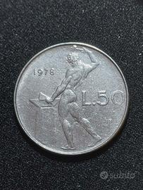 MONETA 50 LIRE ITALIA 1978 ERRORE DI CONIO LETTERE