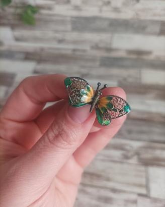 SPILLA FARFALLA FILIGRANA ARGENTO 800 VINTAGE