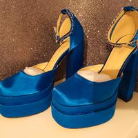 Scarpe donna tacco alto plateau blu