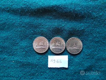 3 monete 500 lire argento caravelle del 1966