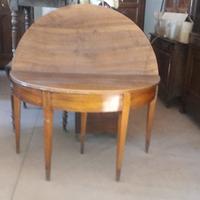 -TAVOLO-CONSOLLE A MEZZA LUNA IN NOCE MASSELLO