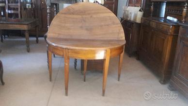 -TAVOLO-CONSOLLE A MEZZA LUNA IN NOCE MASSELLO