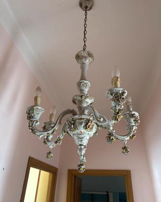 Lampadario Porcellana Capodimonte
