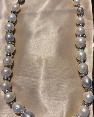 Collana argento e perle