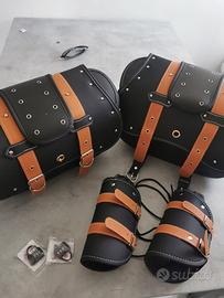 Borse laterali moto tipo harley custom mai usate