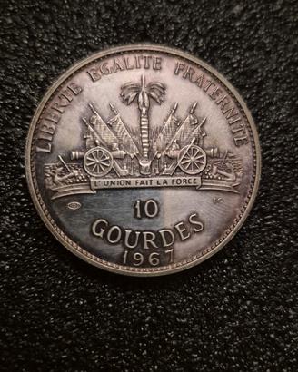 10 gourdes i  argento 1967 doppio spessore 