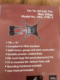 Supporto tv da muro,braccio snodabile 50 kg max