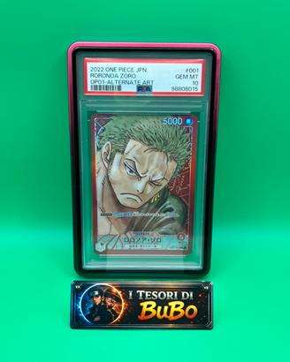 One Piece OP01-001 Zoro PSA 10 + Cover