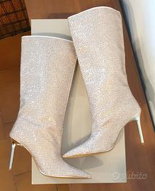Stivaletti con tacco, strass. beige, H&M, n.42