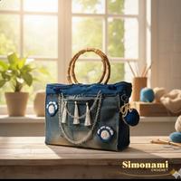 borsa fatta a mano  in jeans e uncinetto 