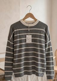Maglione grigio e bianco, donna