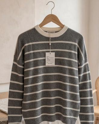 Maglione grigio e bianco, donna
