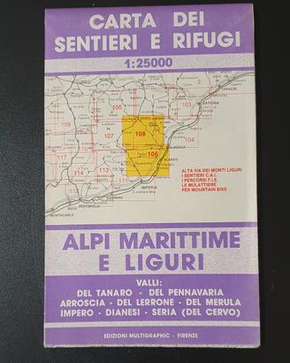 Carta dei sentieri e rifugi Valli marittime liguri