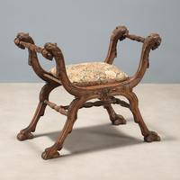 Sgabello Savonarola in Noce - Fine XIX Secolo