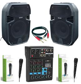 IMPIANTO AUDIO COMPLETO KARAOKE  DJ 400W BT USB