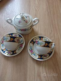 set di due tazzine caffè con zuccheriera