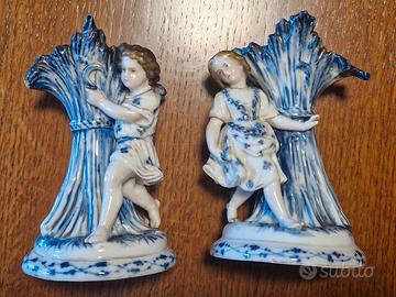 Statuine porcellana antica dipinta a mano