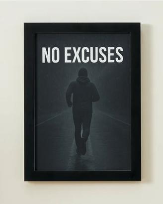 Poster motivazionale con cornice no excuses 30x21