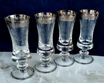 Set vintage 4 bicchieri con bordo incisioni argent