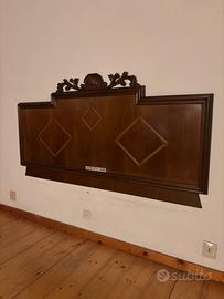 Testiera letto vintage in legno intarsiato