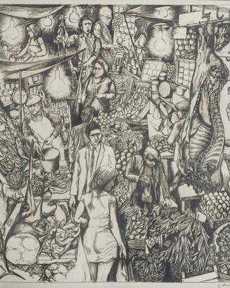 Litografia Renato Guttuso "Vucciria" Opera Firmata
