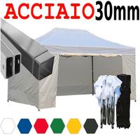 Gazebo 3x4,5m pieghevole bianco per mercati feste