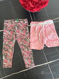 Coppia pantaloni lungo e corto bambina,1/3 anni