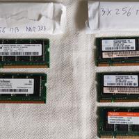 Memorie RAM 6 da 256 e 2 da 512 MB per notebook
