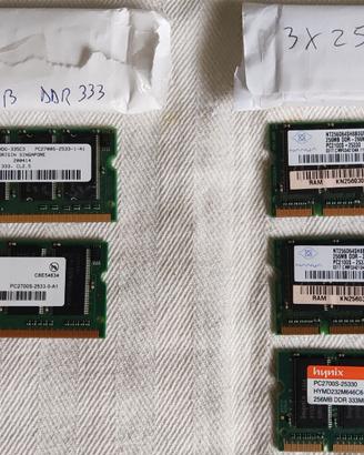 Memorie RAM 6 da 256 e 2 da 512 MB per notebook
