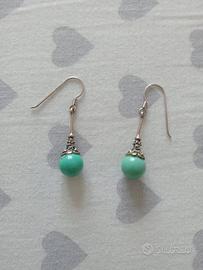 Orecchini Artigianali Argento 925 & Perle Turchese
