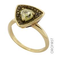 Anello castagna con diamanti brown e giallo