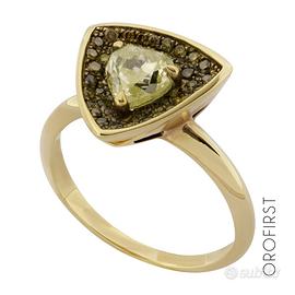 Anello castagna con diamanti brown e giallo