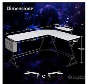 Scrivania angolare moderna bianca