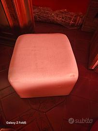 Pouf Vintage Anni 70 quadrato bianco sporco