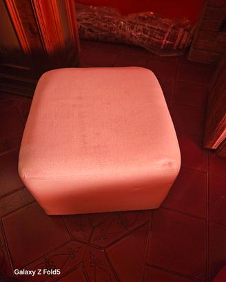 Pouf Vintage Anni 70 quadrato bianco sporco