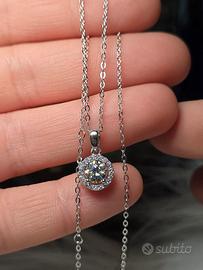 Collana punto luce 1kt diamante moissanite 