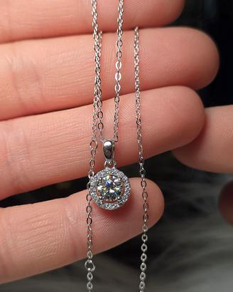 Collana punto luce 1kt diamante moissanite 
