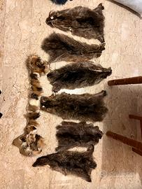 Pezzi di pelliccia vera, volpe e agnello