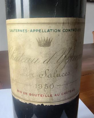 VINO SAUTERNES CHATEAU d'YQUEM ANNATA 1950