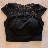 Crop Top in pizzo nero
