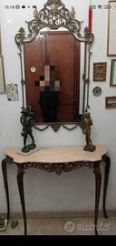 Tavolo consolle vintage con specchio